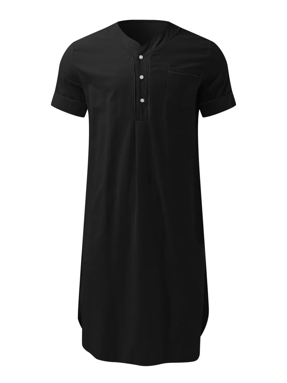 Men's Full Size Button Detail Short Sleeve Lounge Dress Plus Size, image 14