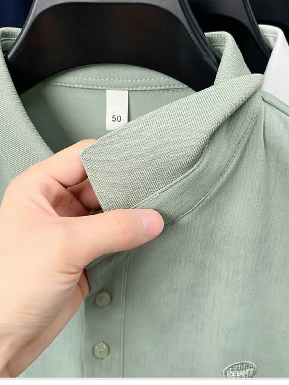 Men's Plus Size Short Sleeve Button Detail Polo, image 8