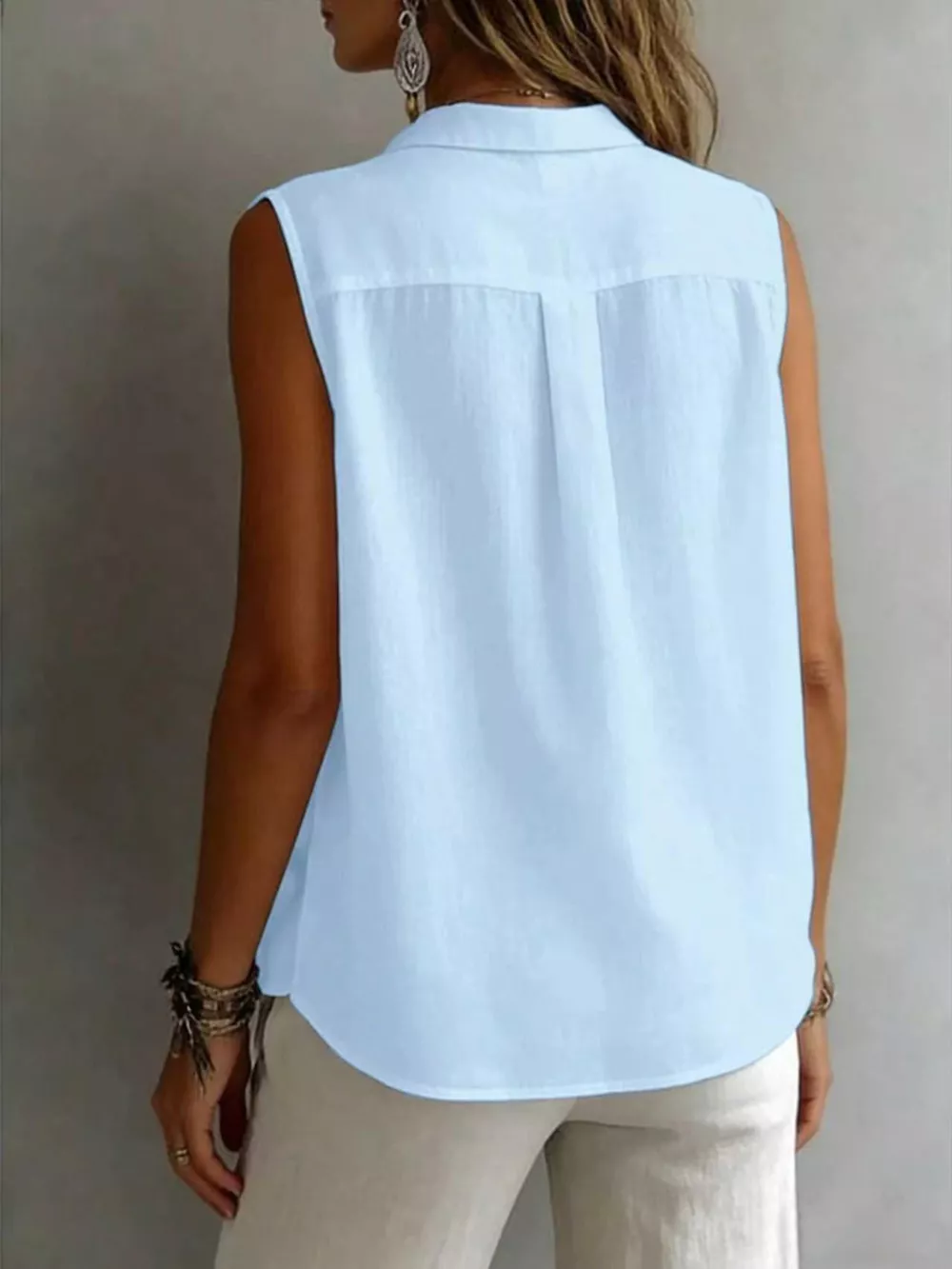 Sleeveless Button-Down Shirt, image 6
