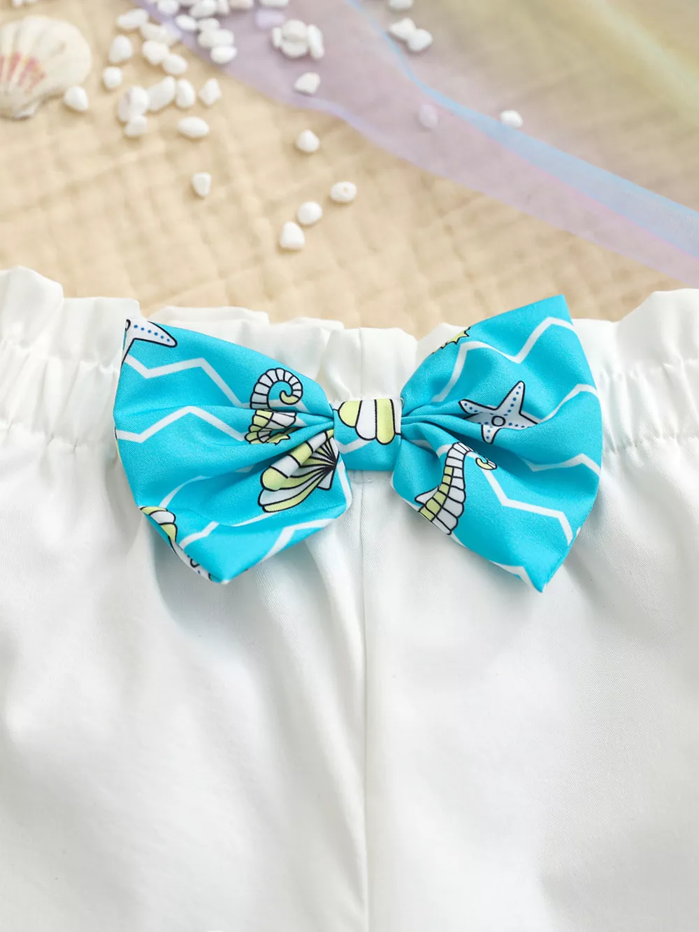 Children's Seahorse & Shell Print Cami Top with Bow Decor Shorts Set, image 5