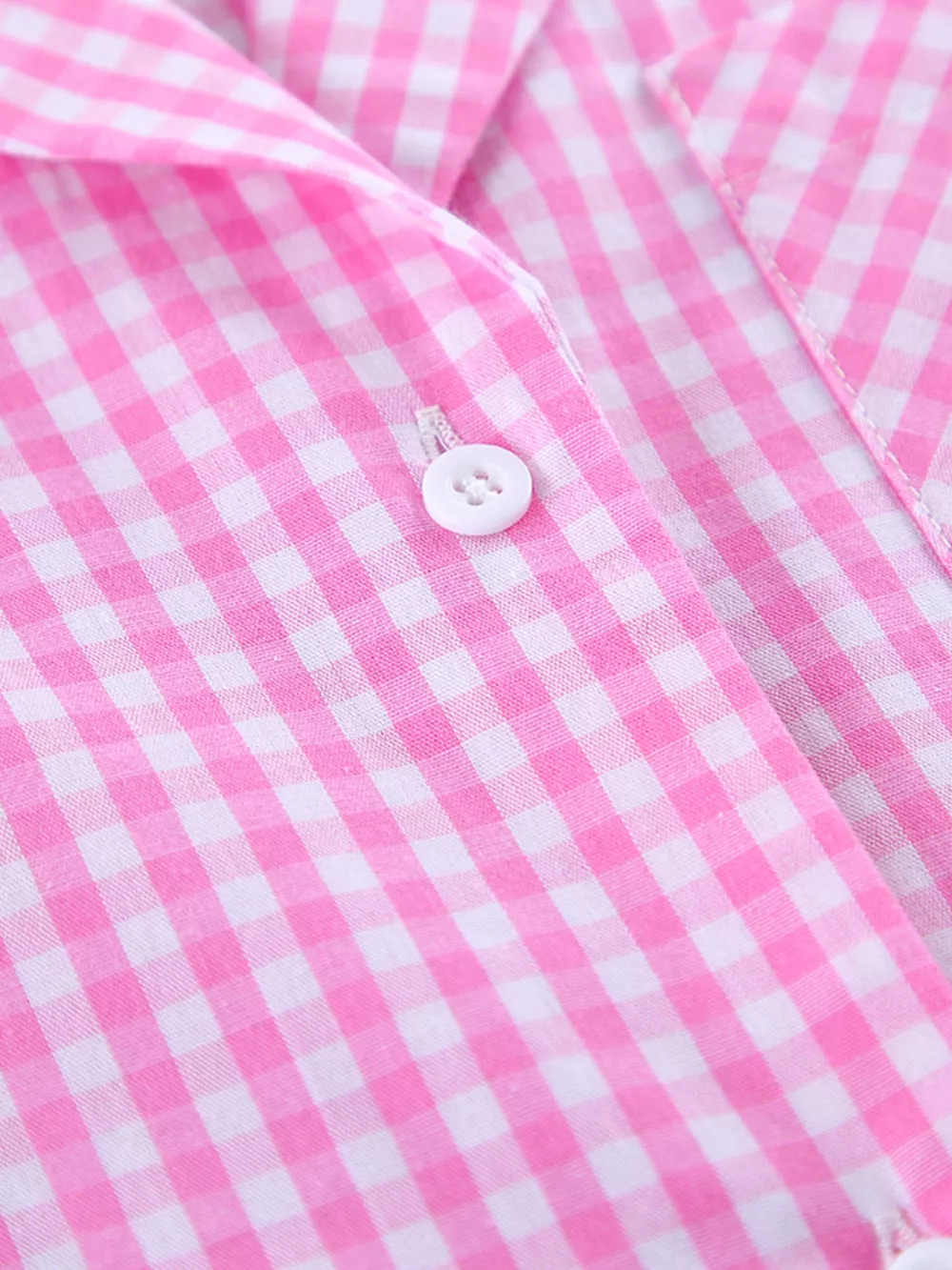 Gingham Button-Down Top and Pants Loungewear Set, image 12