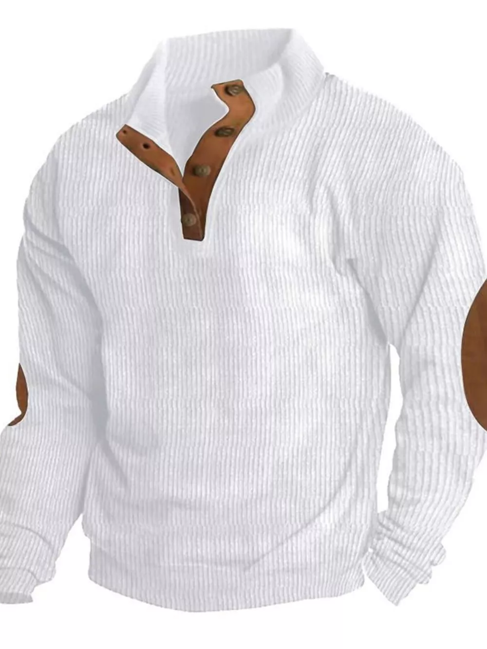 Men's Full Size Button Detail Long Sleeve Sweatshirt Plus Size, image 3