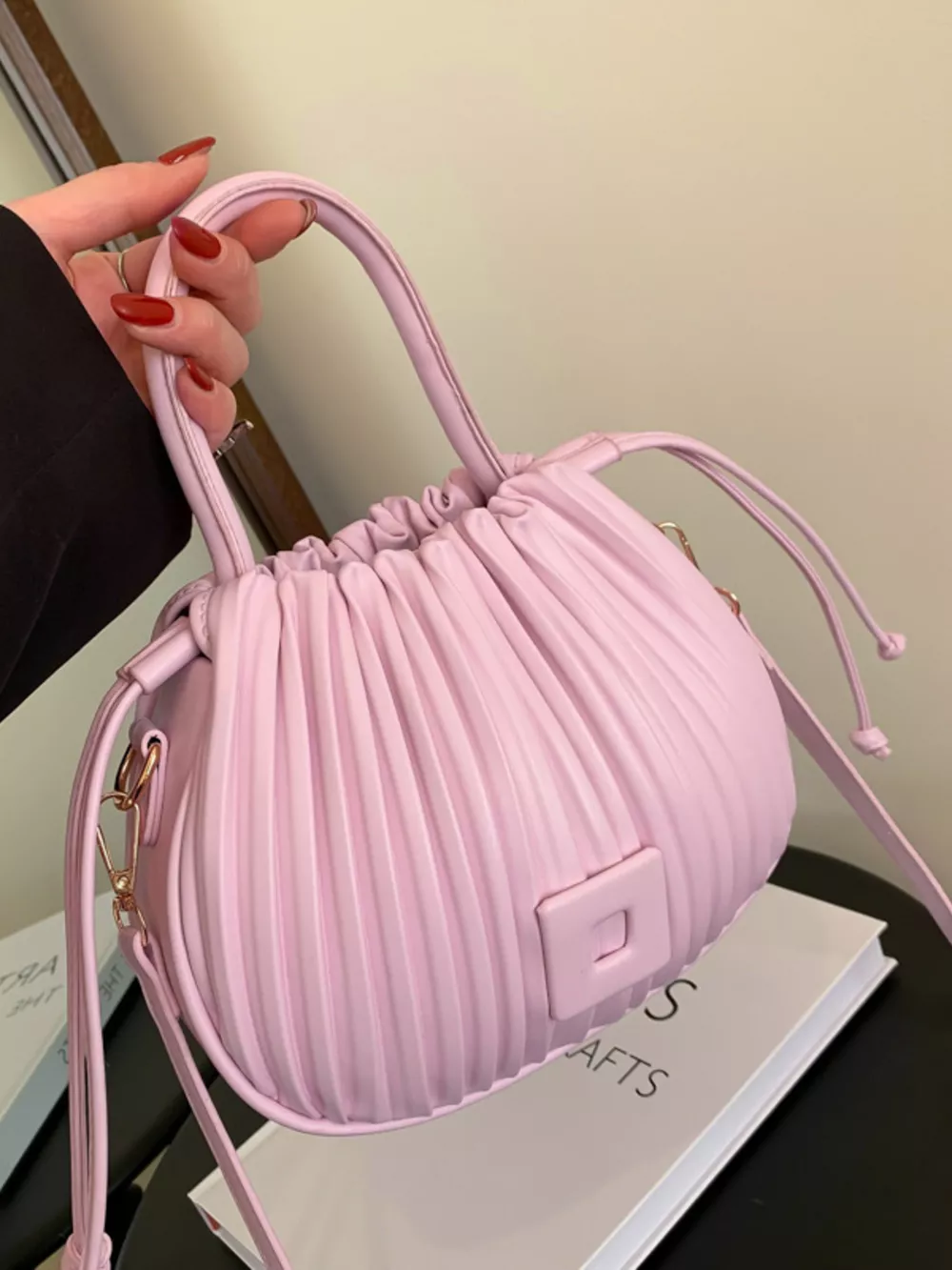 Pleated Bucket Crossbody Bag with, image 6