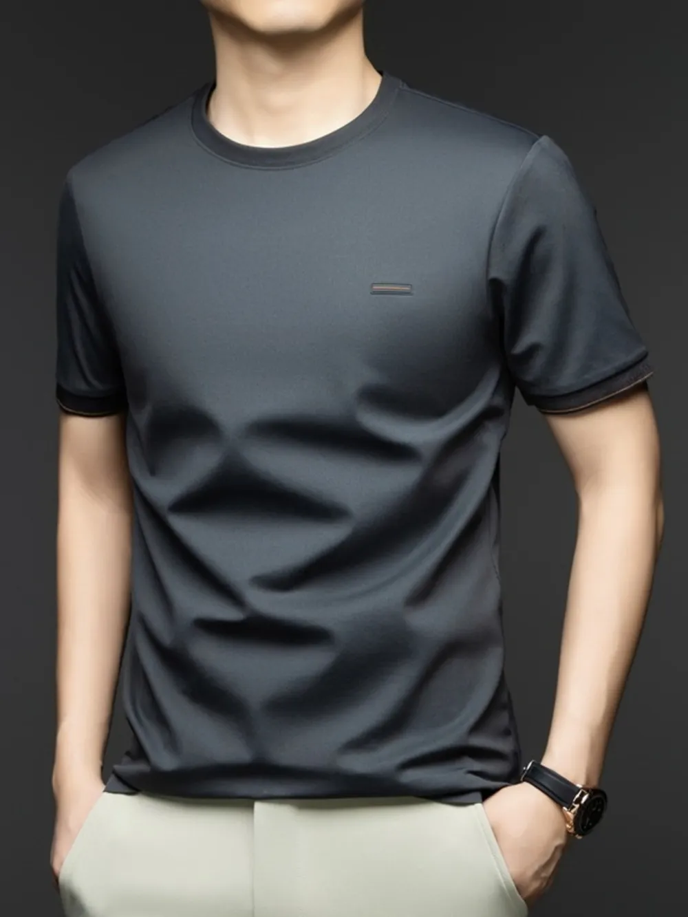 Men's Plus Size Round Neck Short Sleeve T-Shirt, image 3
