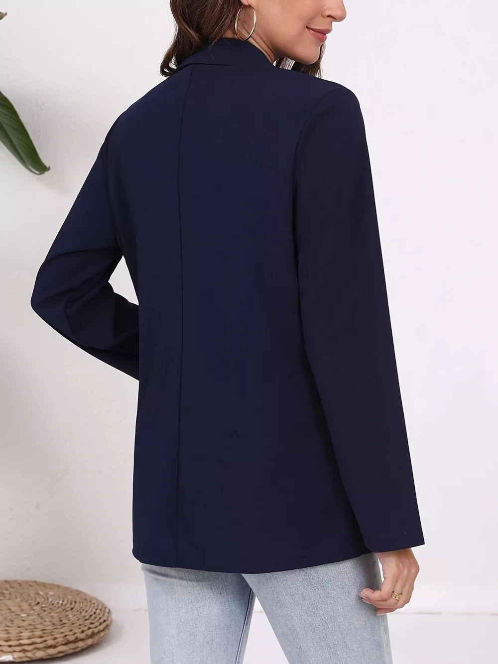 Plus Size Lapel Collar Single-Button Blazer, image 3