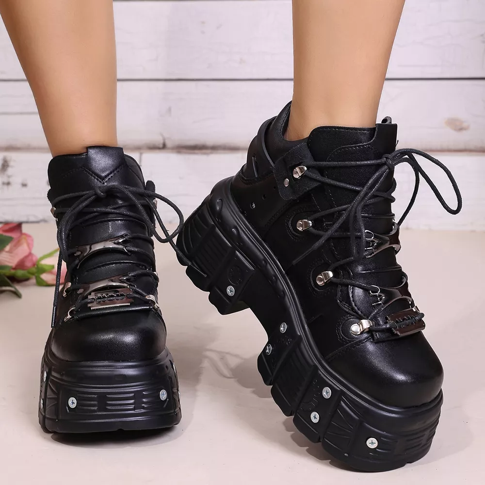 Platform Lace-Up Chunky Leather Shoes, image 5