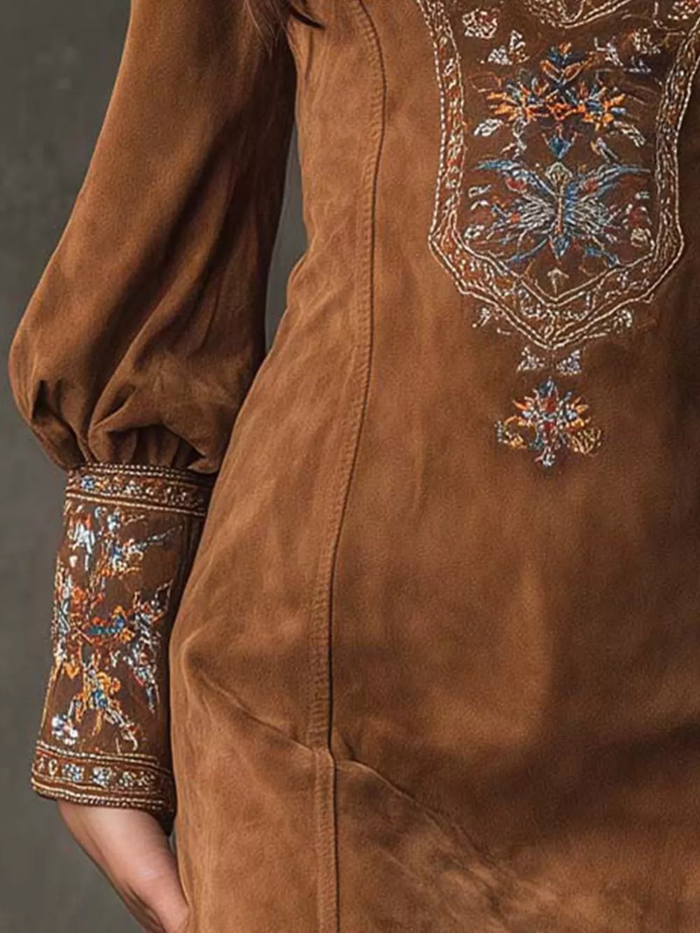 Embroidered Lantern Sleeve Mini Dress, image 3