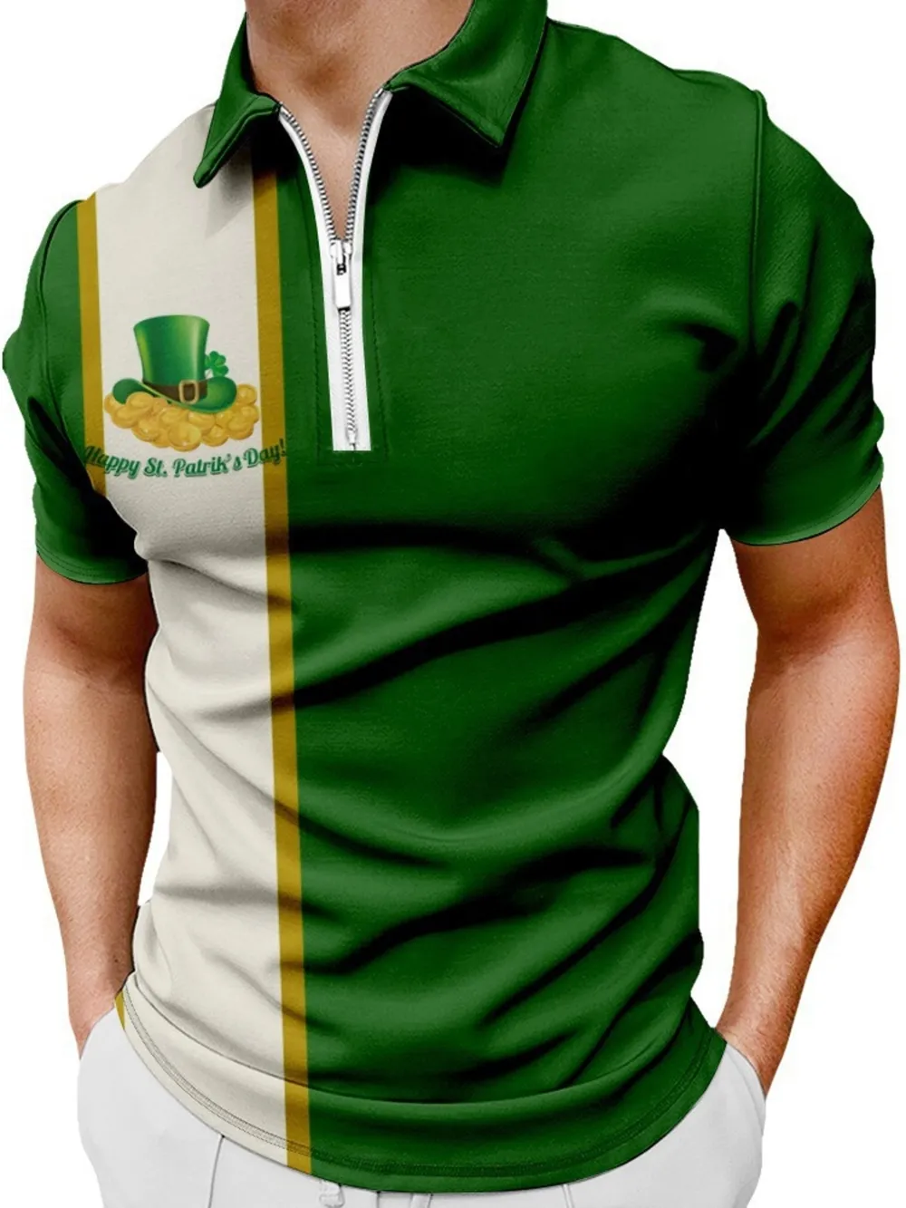 Men's Full Size Color Block Short Sleeve Polo Plus Size, image 3
