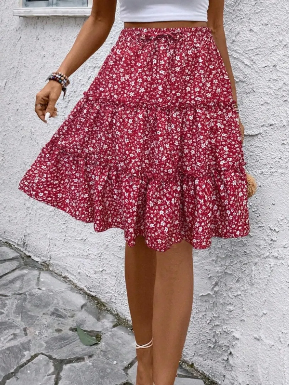 Floral Print Midi Skirt, image 11