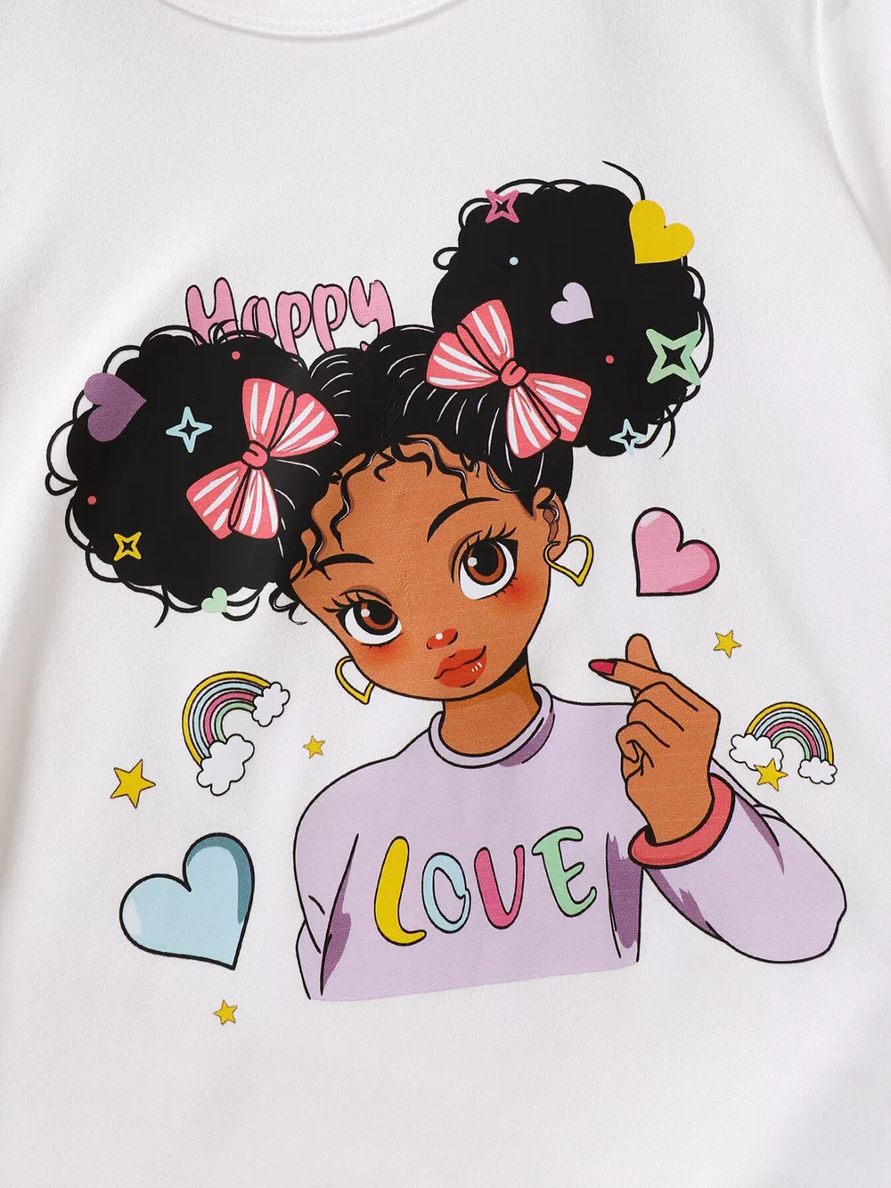 Children's Cartoon Girl T-Shirt & Camo Pants Set, image 4