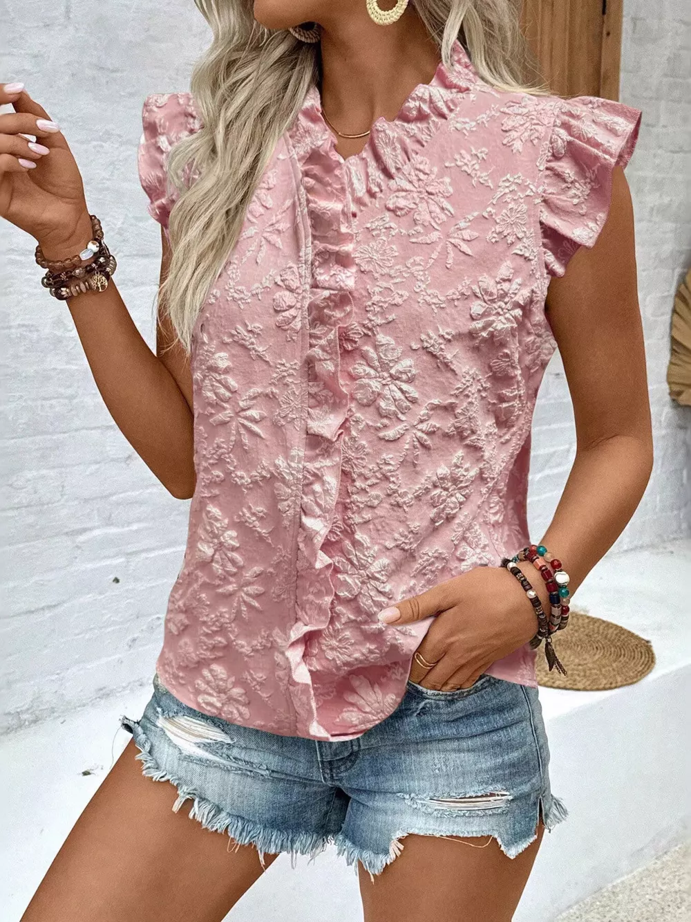 Ruffle Trim Sleeveless Blouse, image 7