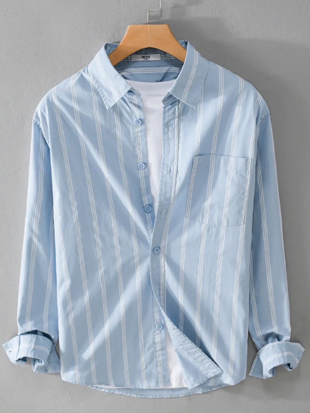 Men's Plus Size Striped Button-Down Shirt, image 3