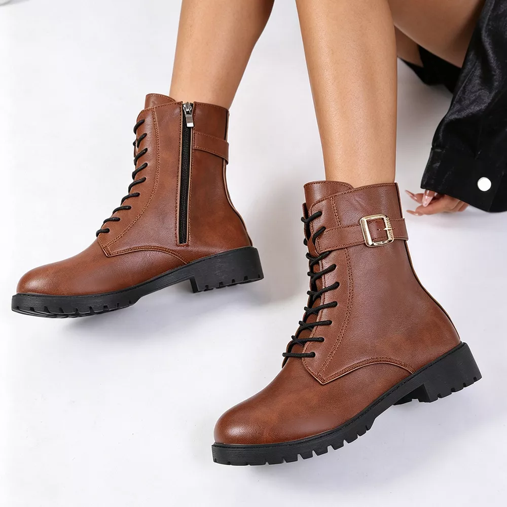 Round Toe Lace Up Boots, image 6