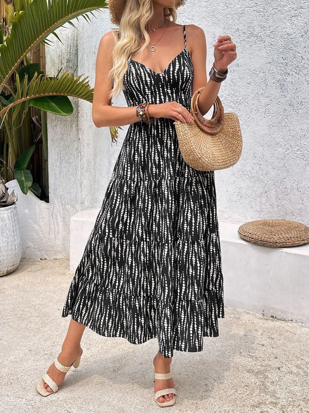 Tie Back Tiered Midi Cami Dress, image 5