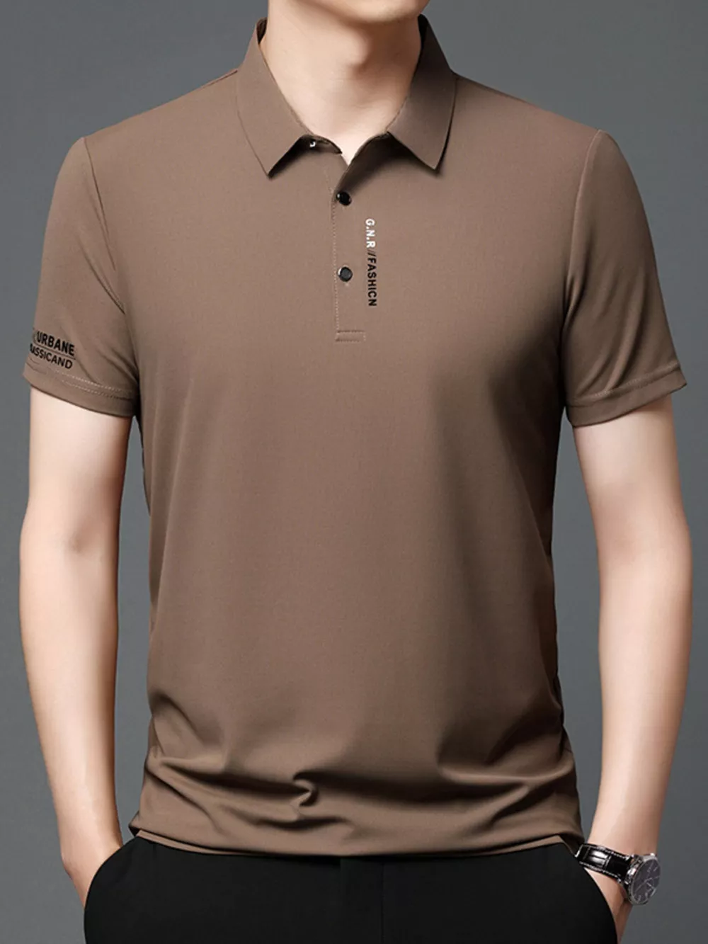 Men's Plus Size Button Detail Short Sleeve Polo, image 4
