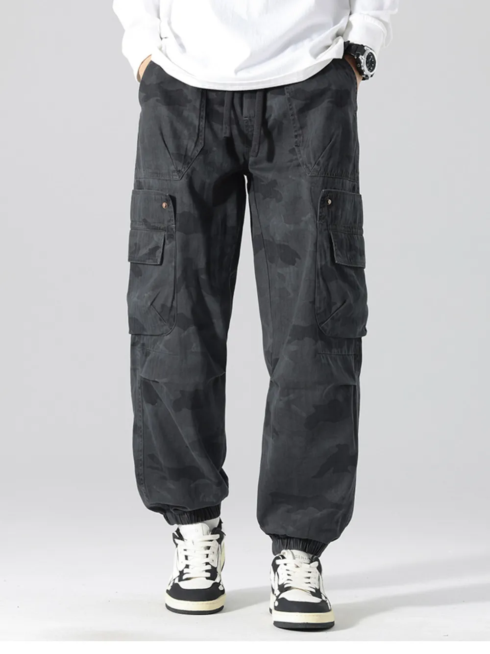 Men's Plus Size Camouflage Cargo Pants with Multi-Pocket