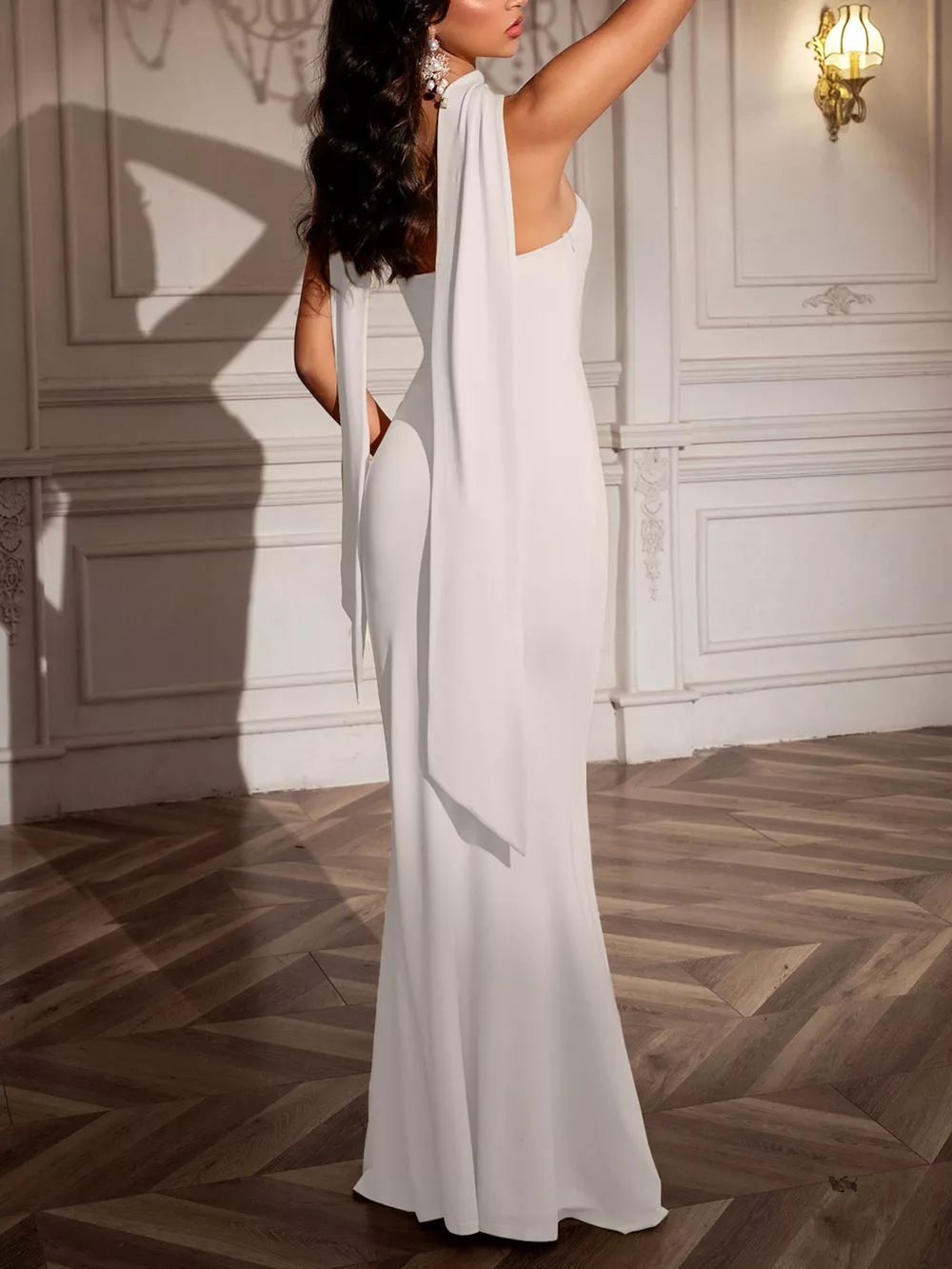 Tube Mermaid Maxi Dress with Scarf Detail, image 12