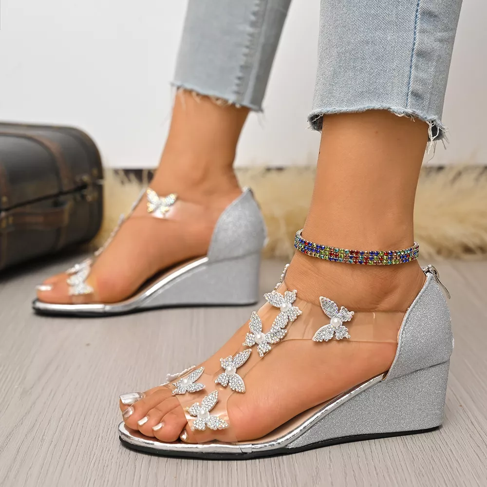 Butterfly Open Toe Wedge Sandals, image 5