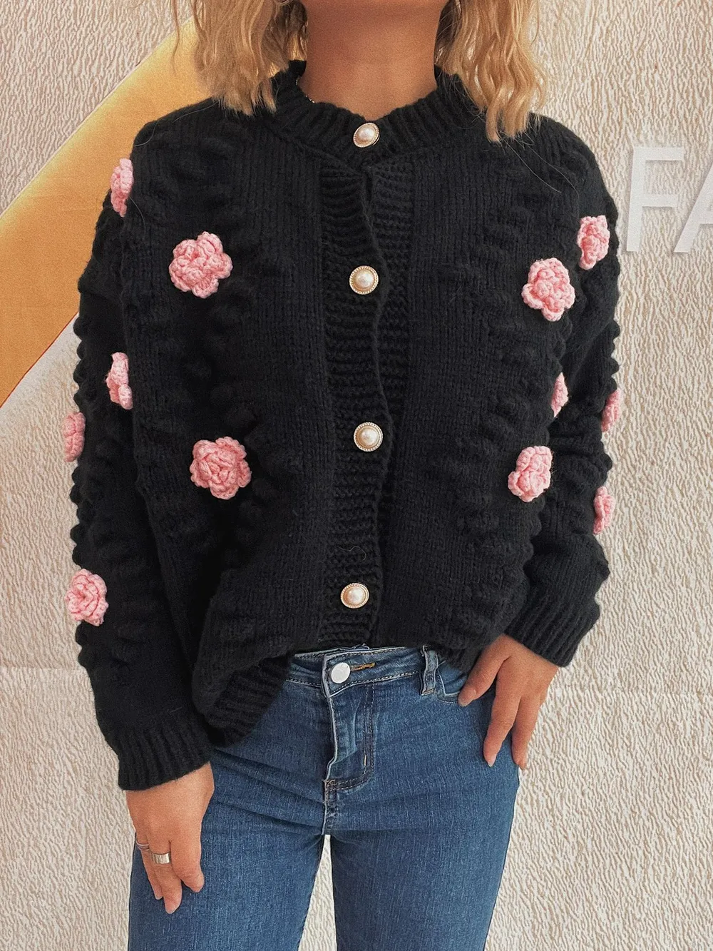 Flower Button Up Long Sleeve Cardigan, image 15