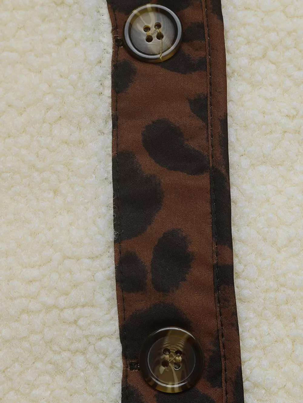 Leopard Trim Button Up Jacket, image 11
