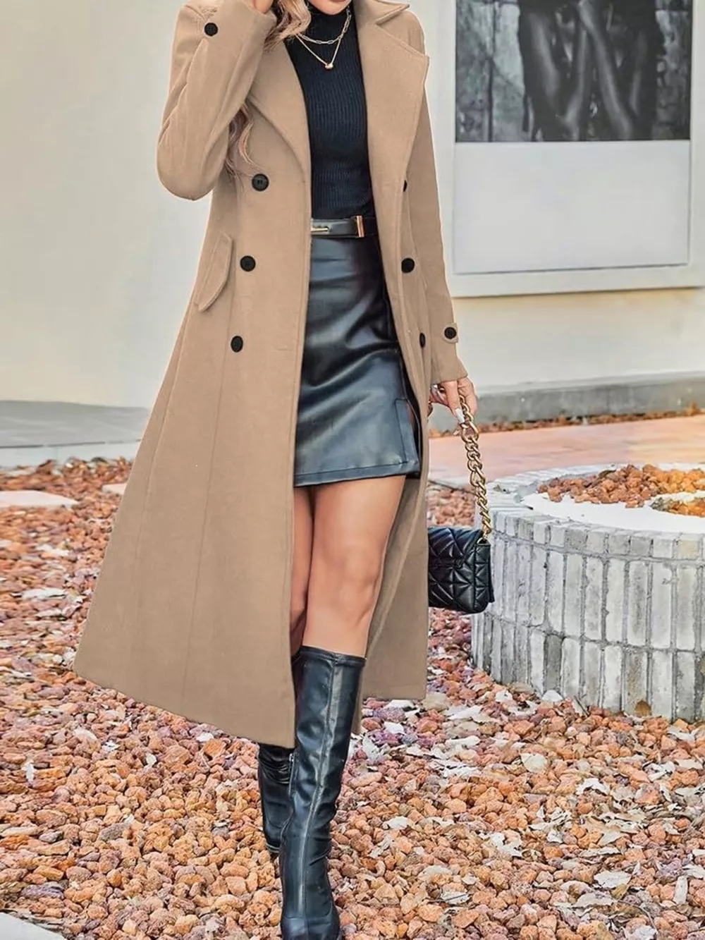 Full Size Double-Breasted Longline Trench Coat Plus Size, image 2