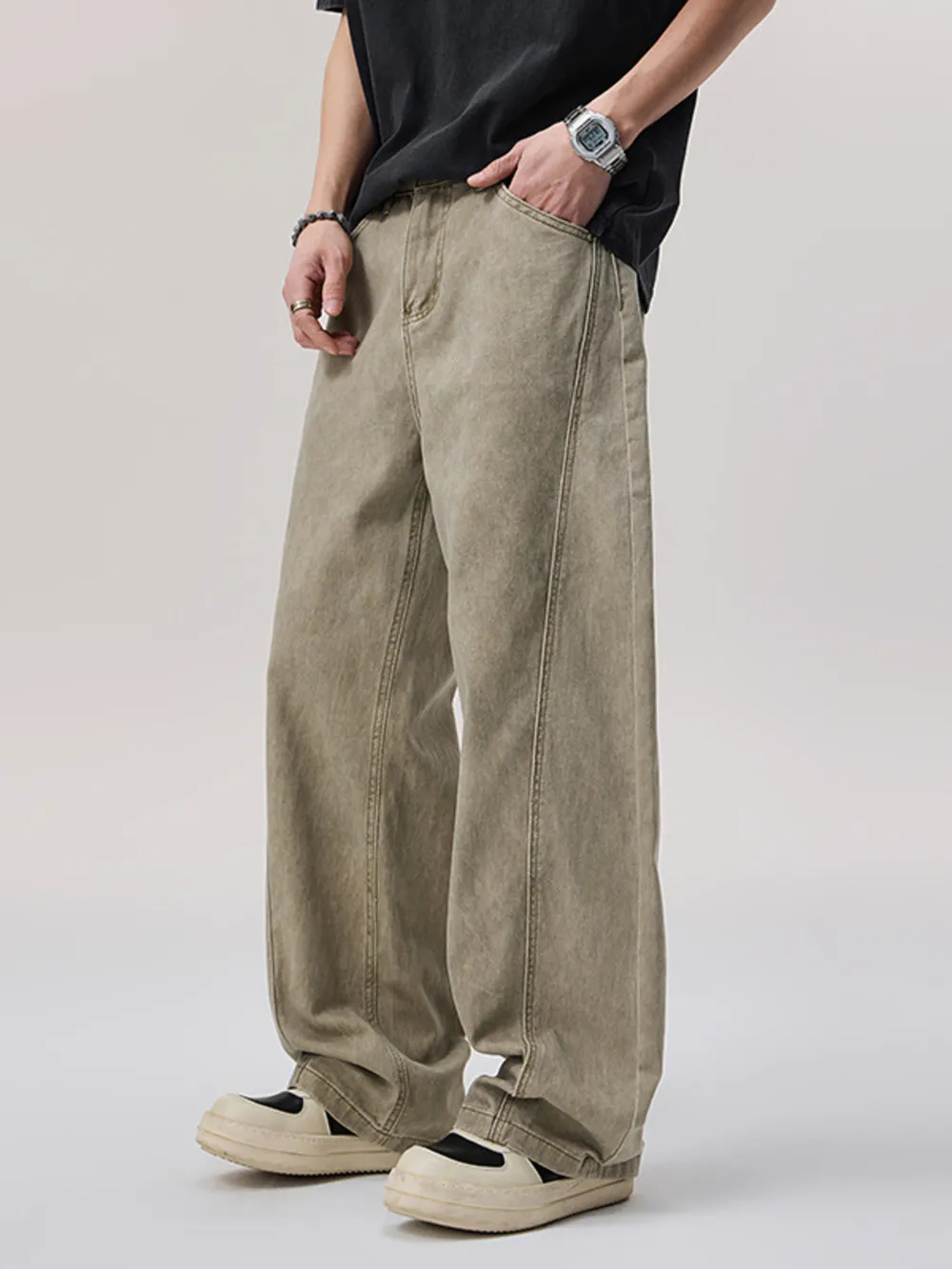 Men's Vintage Wash Wide Leg Pants, image 2