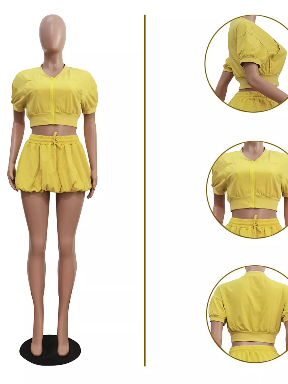 Zip Up Crop Top and Shorts Set, image 14