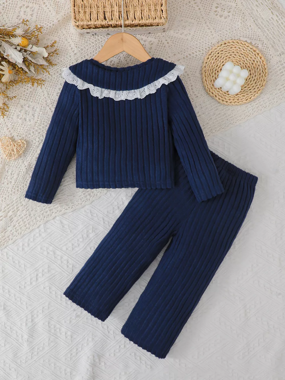 Children's Ribbed Knit Top & Pants Set, image 5