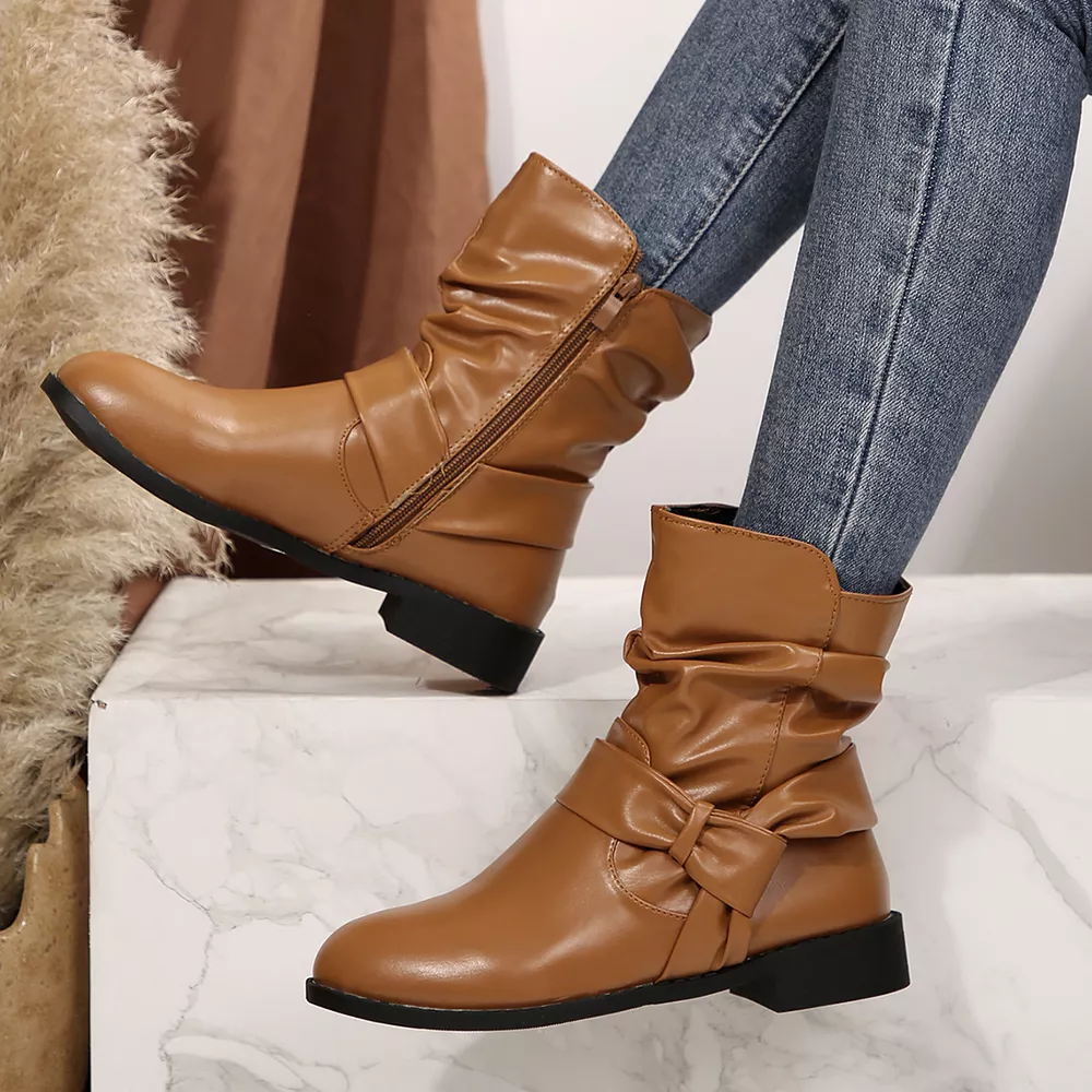 Round Toe Low Heel Boots, image 9