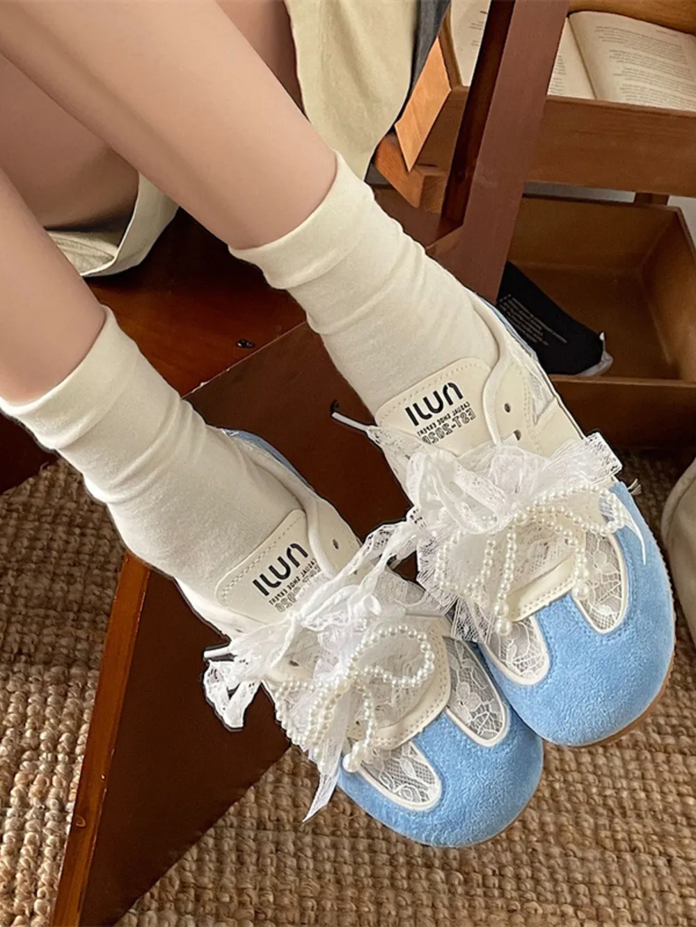 Vintage Lace Ribbon Sneakers, image 6