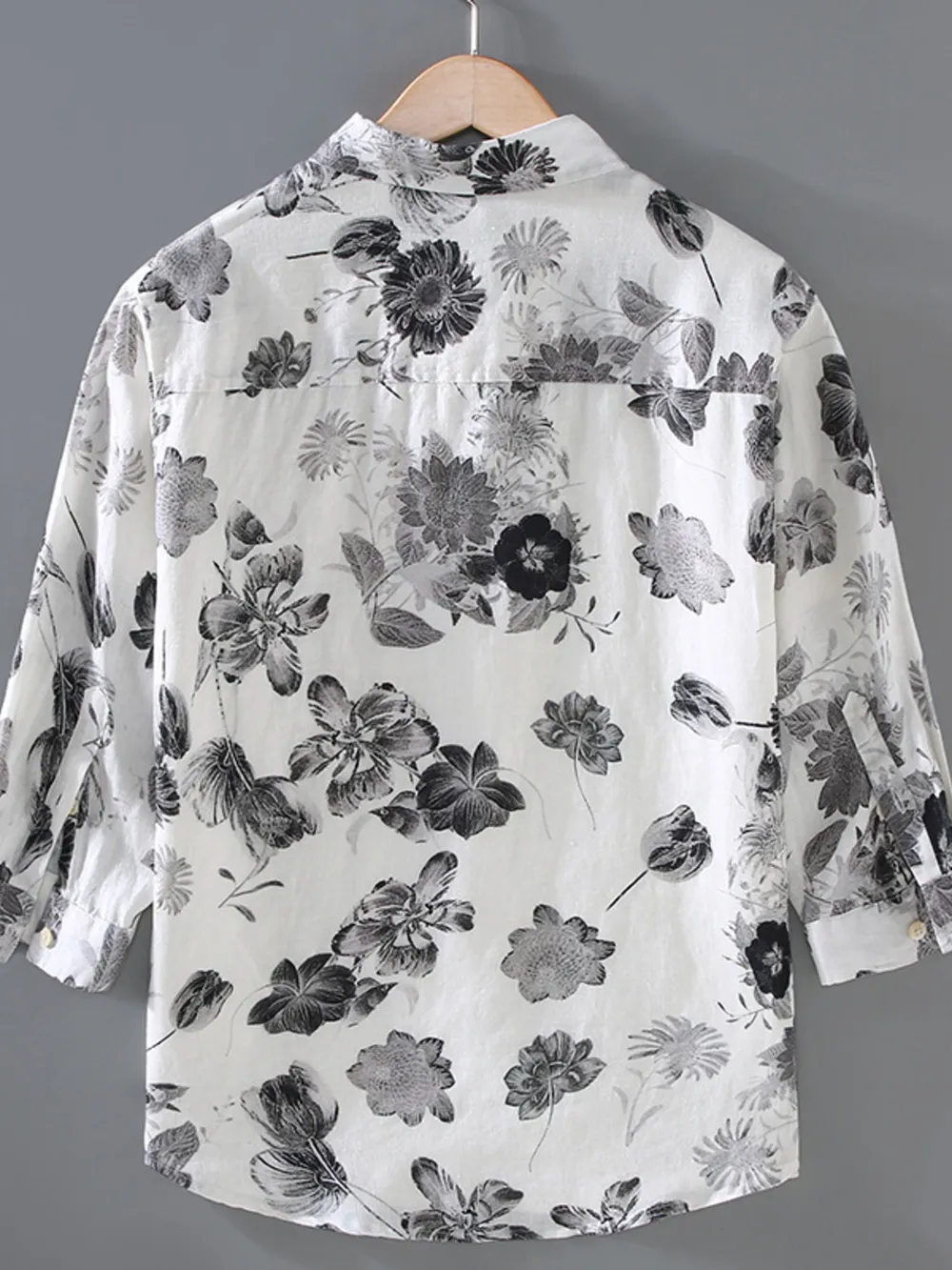 Men's Plus Size Printed Button Up Long Sleeve Shirt, image 3