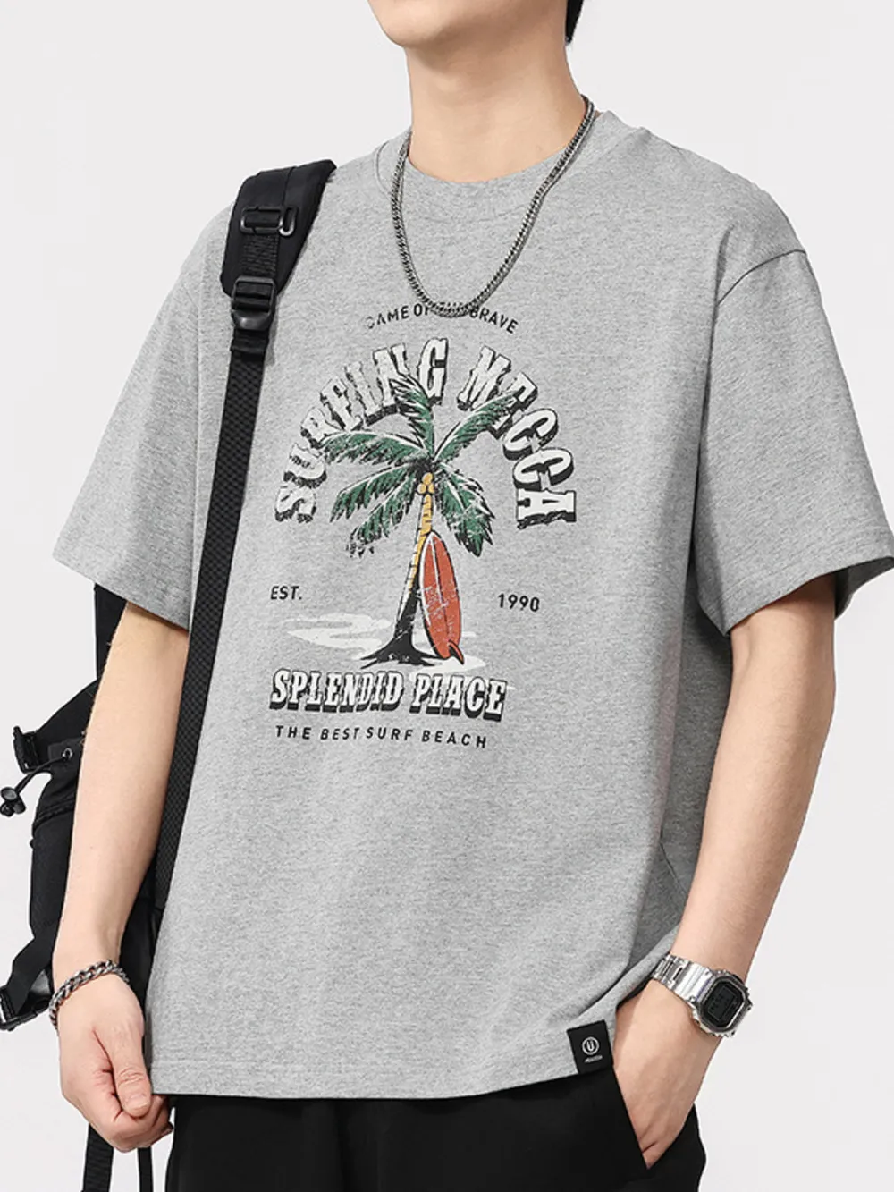 Men's Plus Size Graphic Round Neck Short Sleeve T-Shirt, image 2