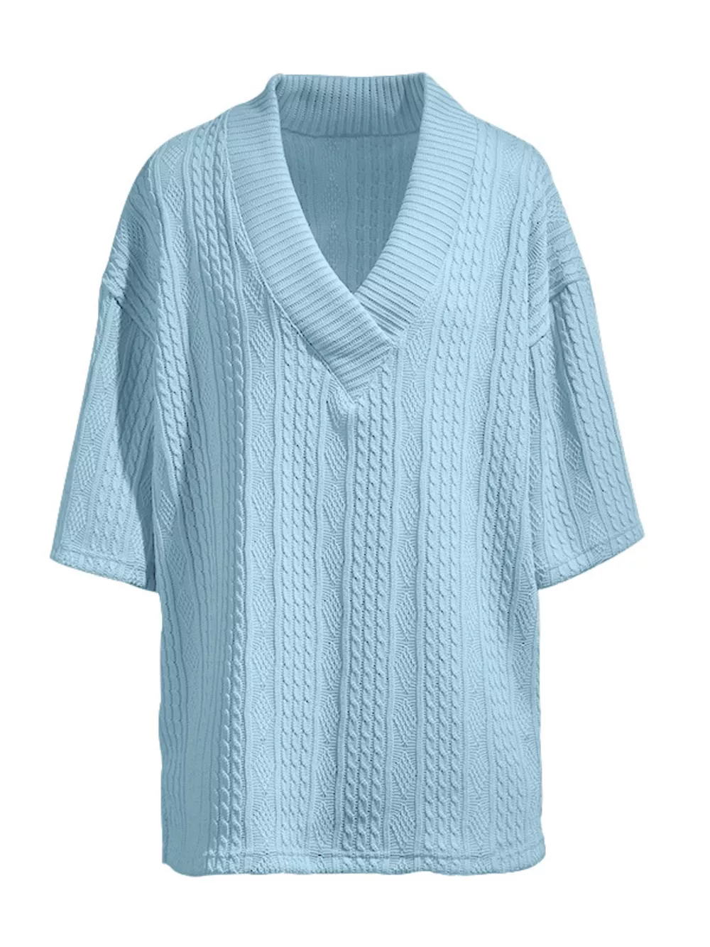 Men's Full Size Casual Knit V-Neck Short Sleeve Top and Shorts Set Plus Size, image 5
