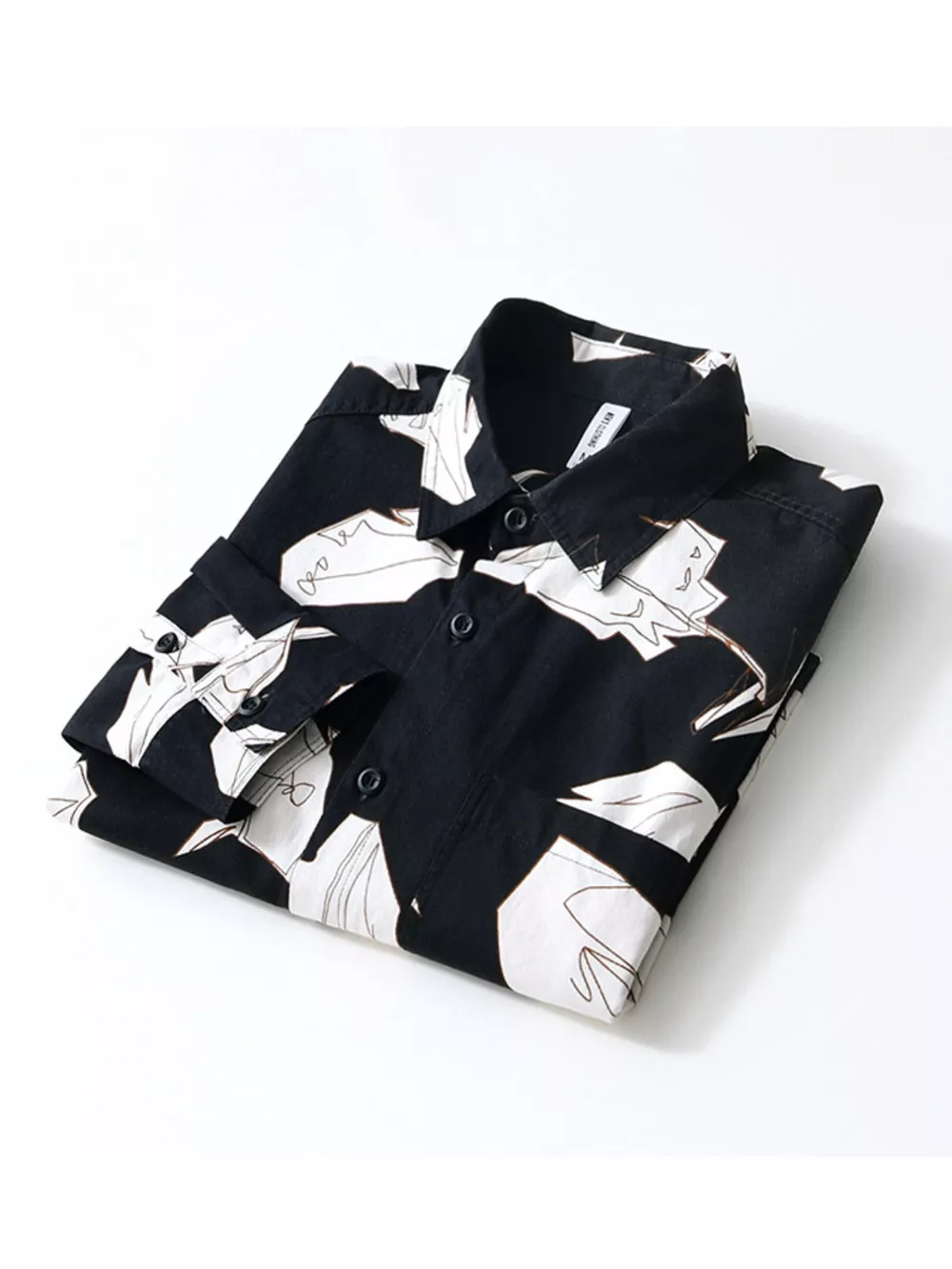 Men's Plus Size Abstract Print Long Sleeve Casual Shirt, image 4