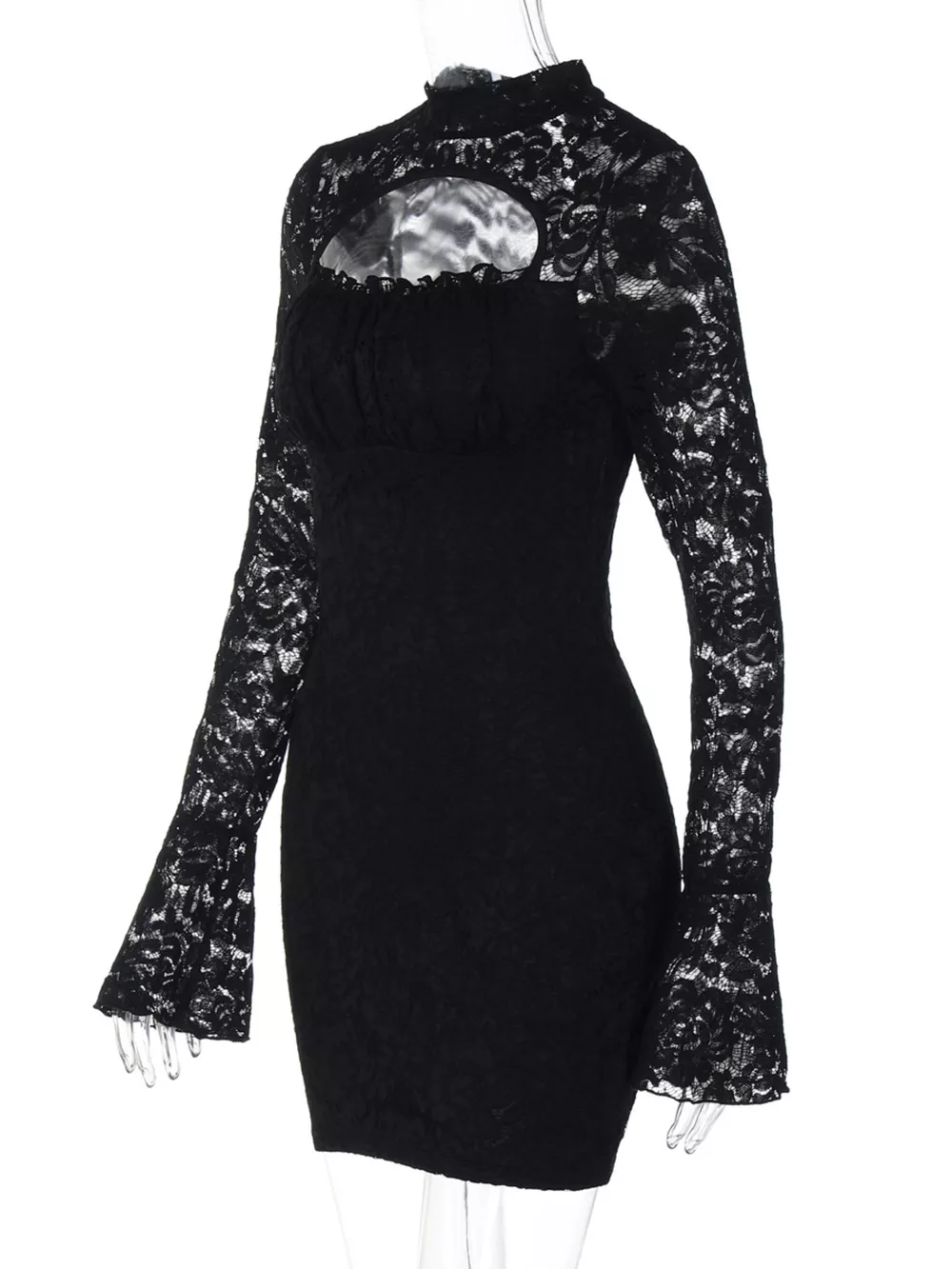 Lace Cut-out Long Sleeve Mini Dress, image 7