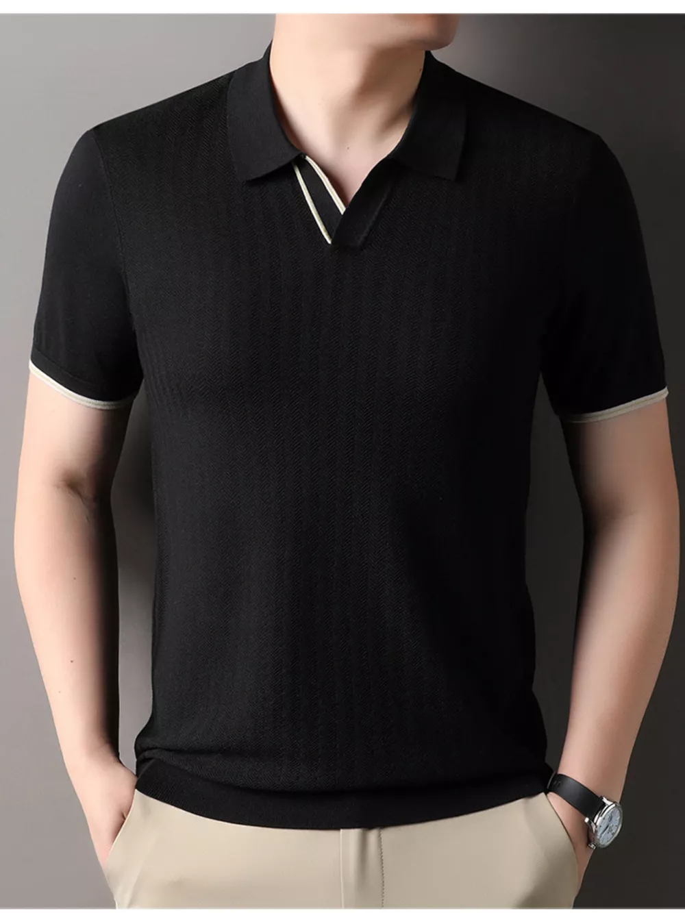 Men's Plus Size Button Detail Short Sleeve Polo