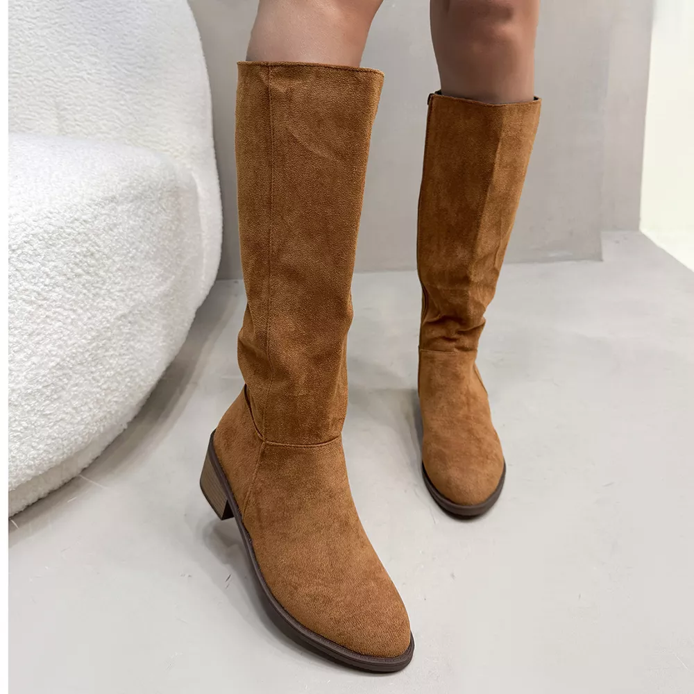 Side Zipper Closure Suede Knee-High Boots, image 5