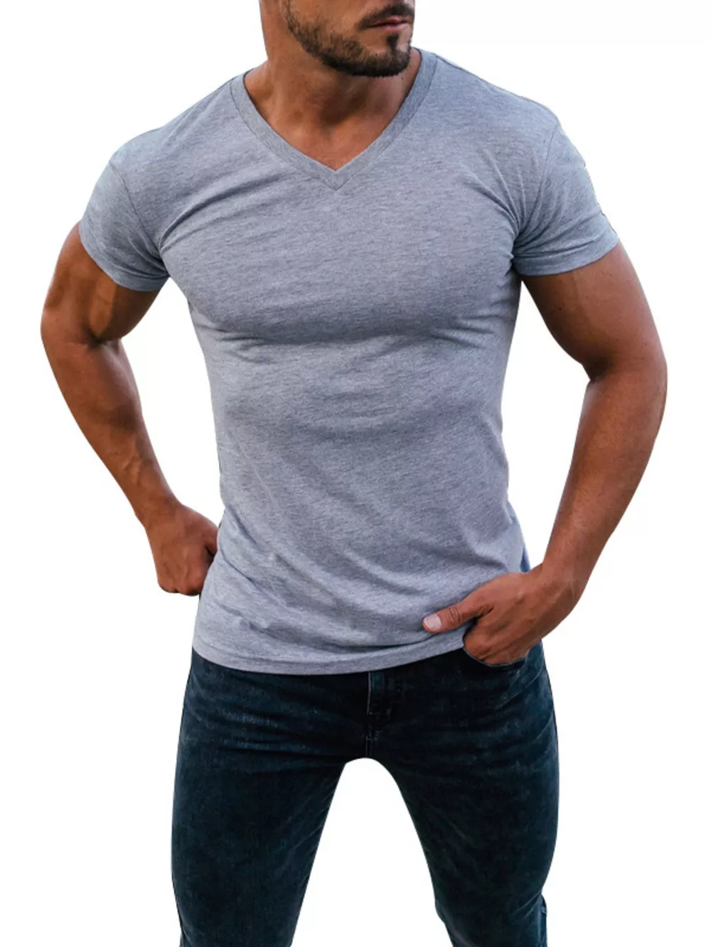 Men's Full Size V-Neck Slim Fit Casual T-Shirt Plus Size, image 5