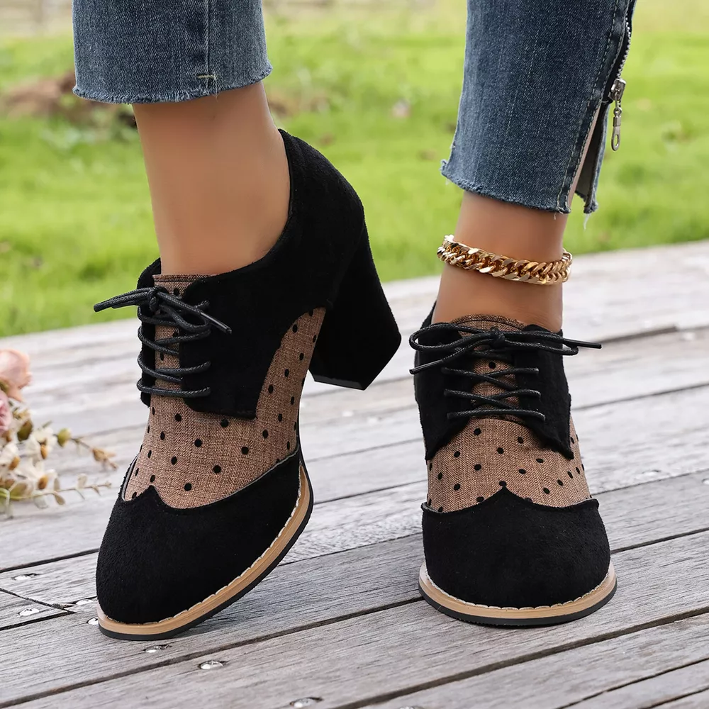 Lace Up Block Heels Boots