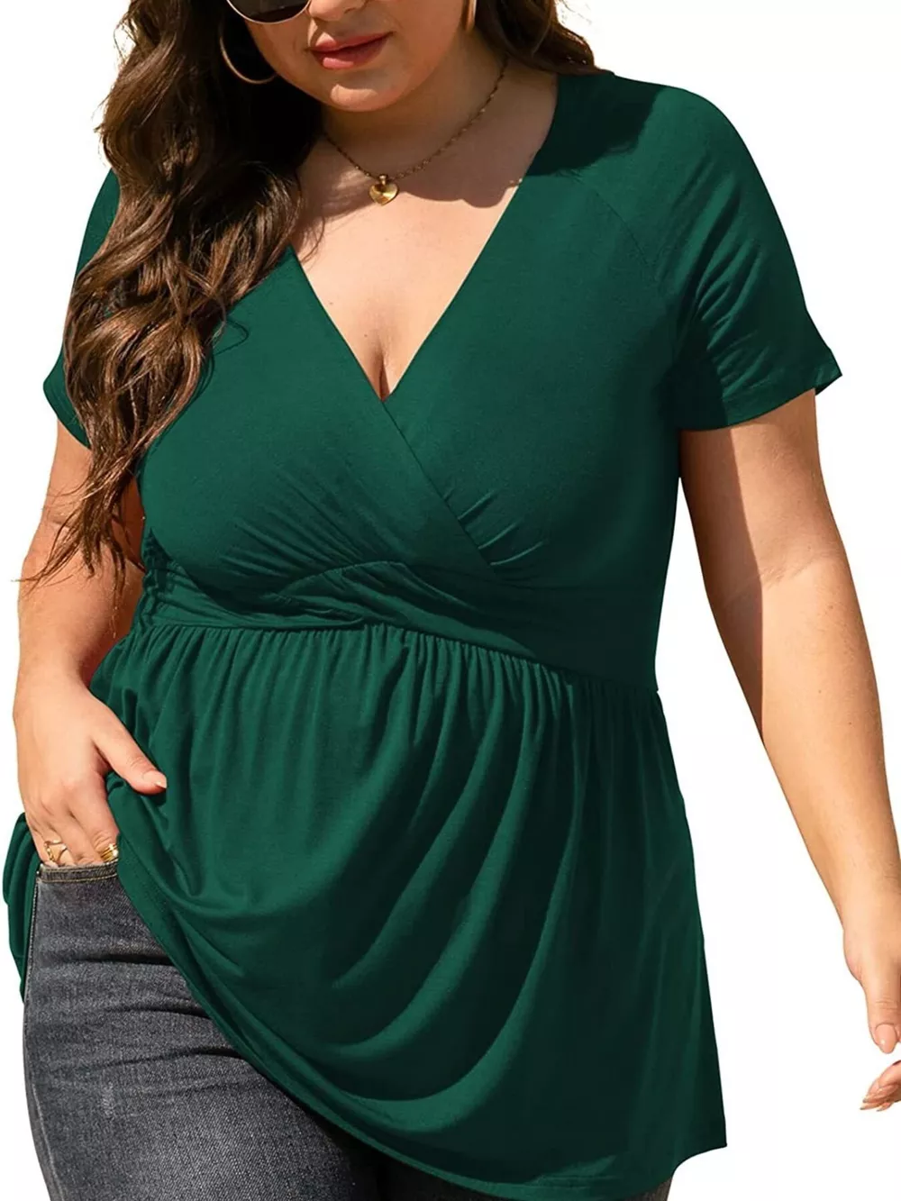 Plus Size Surplice Short Sleeve T-Shirt, image 10