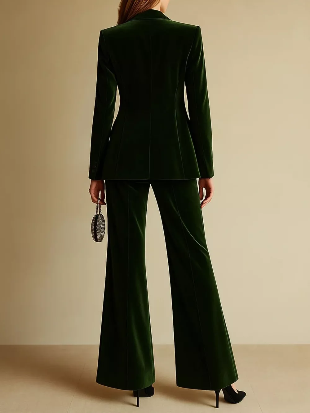Velvet Blazer and Wide-Leg Pants Set, image 4
