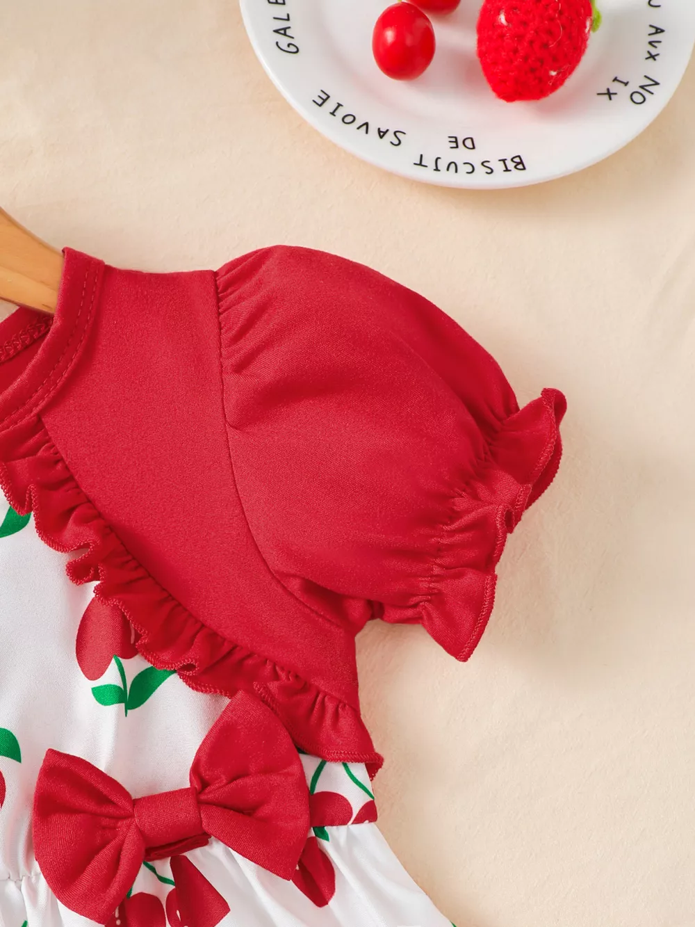 Children's Cherry Print Bow Decor Dress, image 3