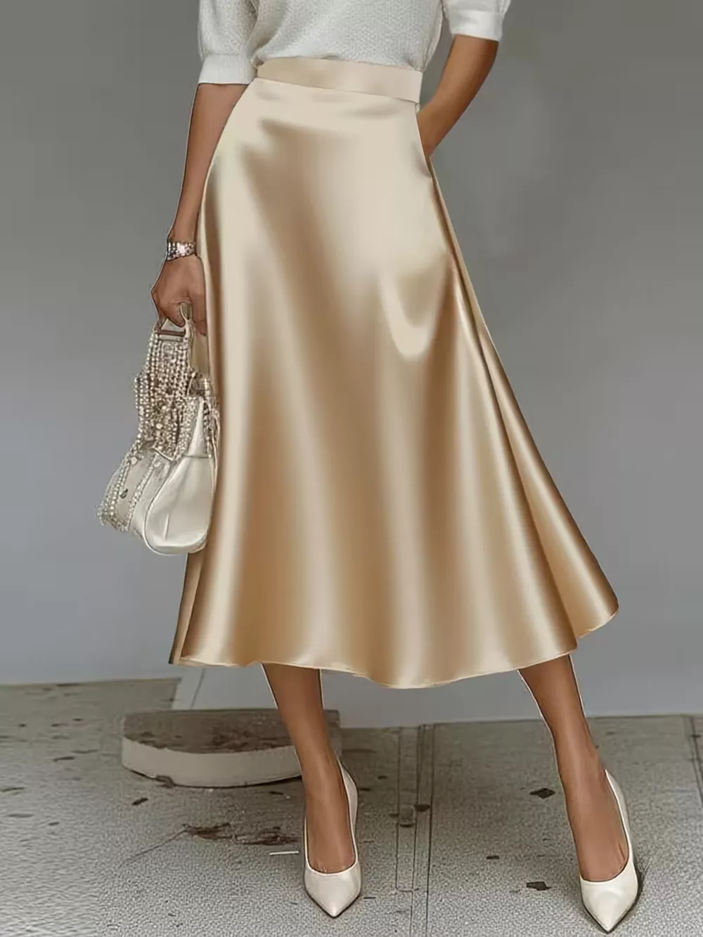 Satin Midi Skirt, image 11