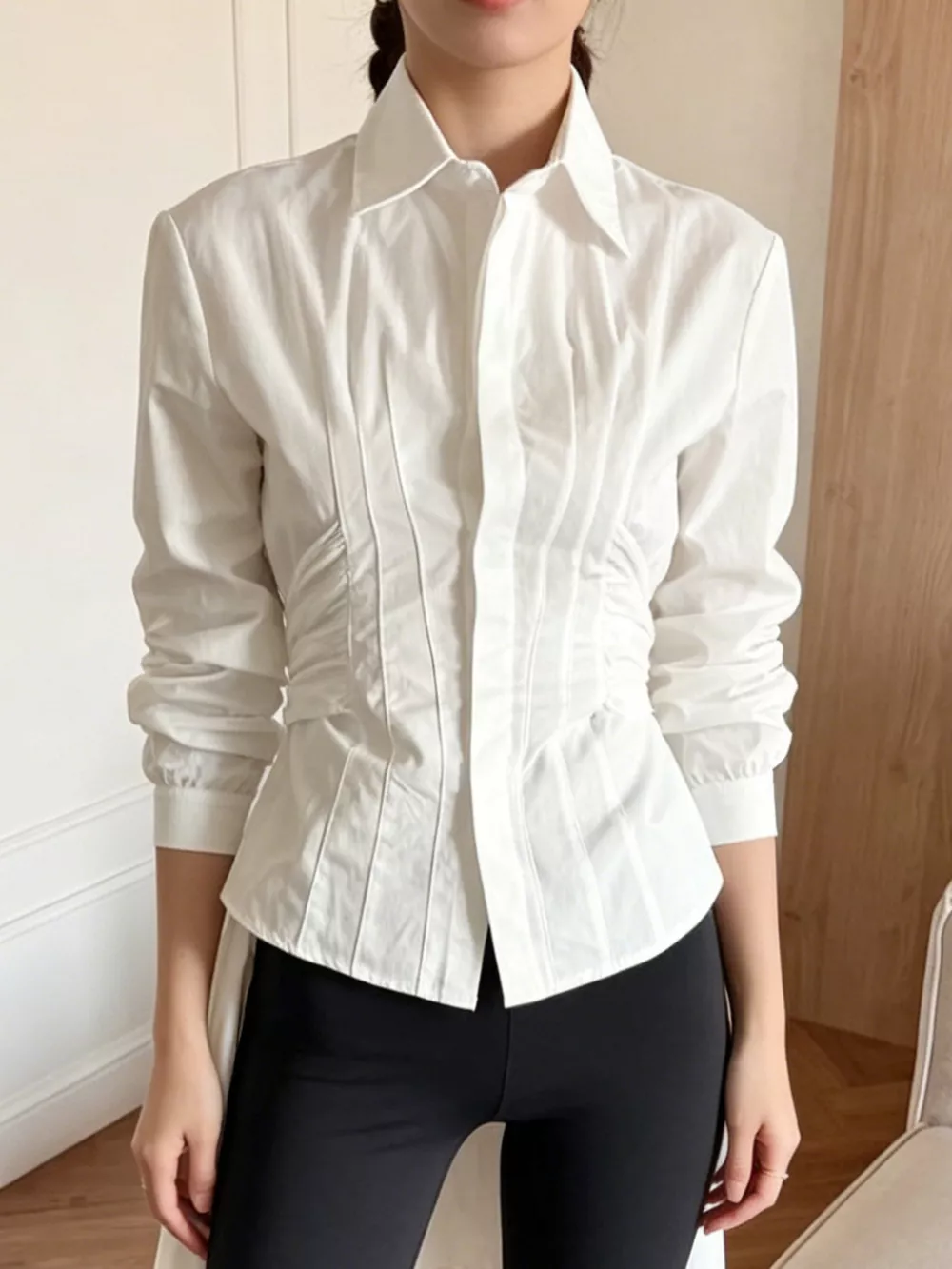 Slim-Fit Ruched Waist Shirt