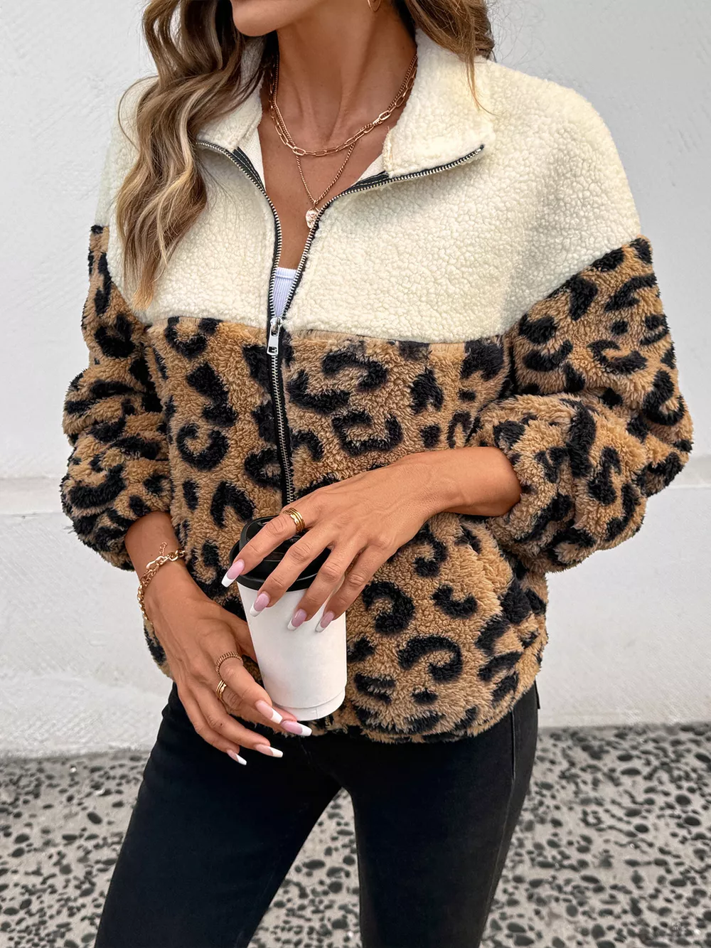 Leopard Zip Up Fleece Jacket, image 8