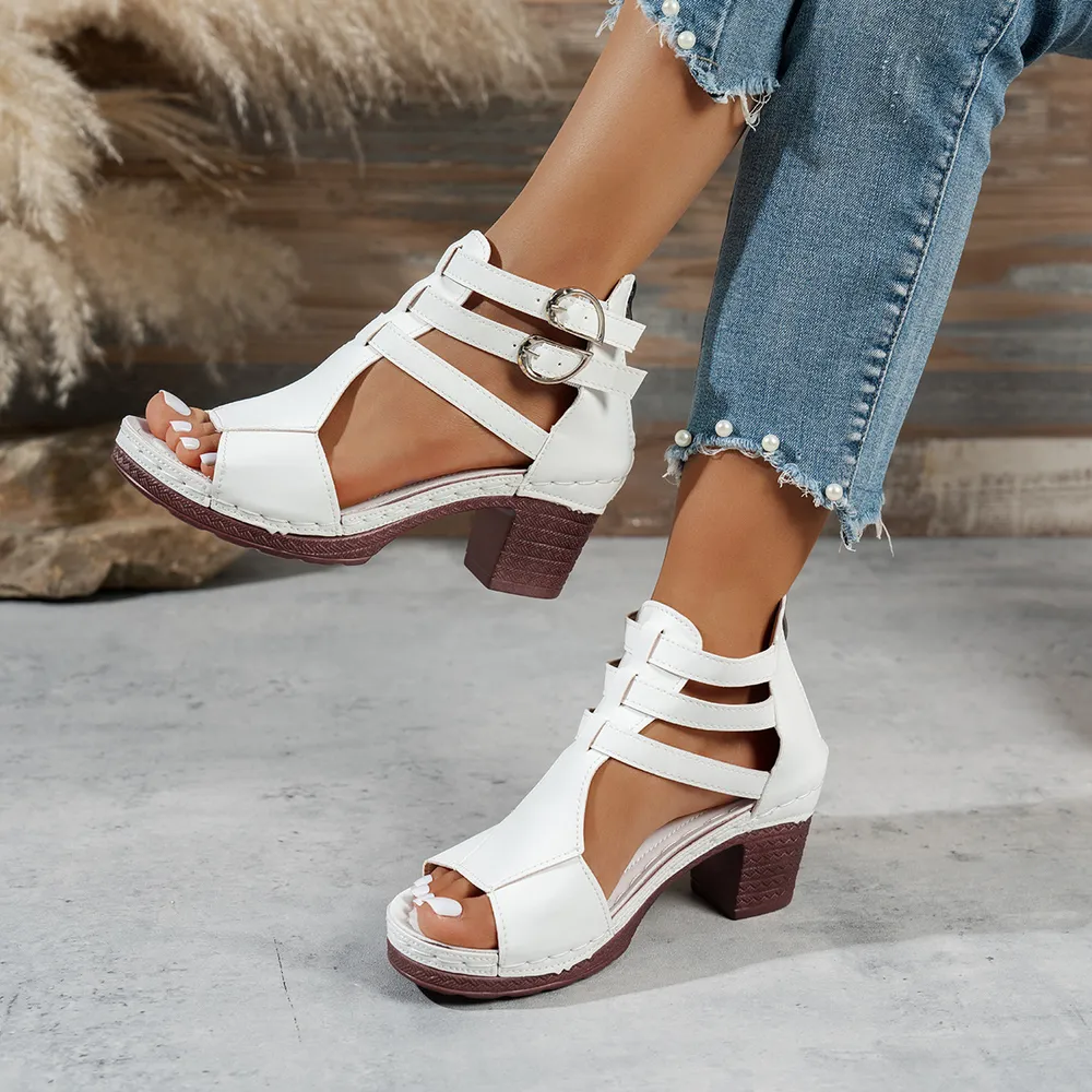 Block Heel Buckle Strap Sandals, image 7