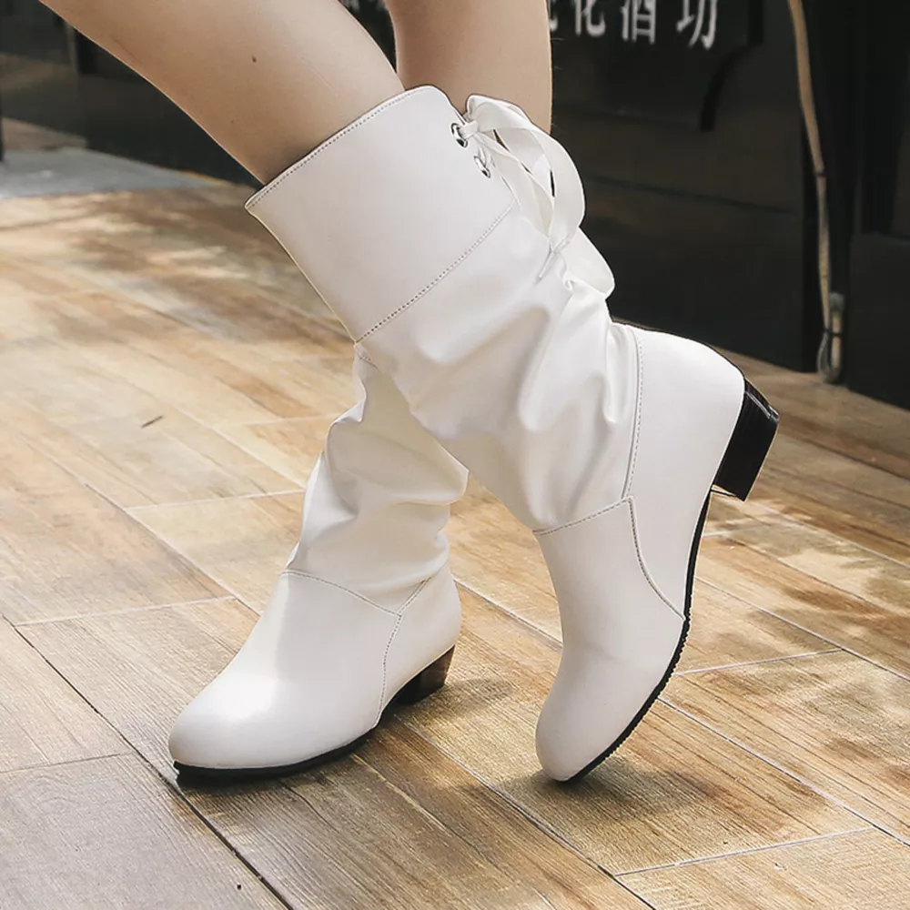 Round Toe Block Heels Boots, image 3