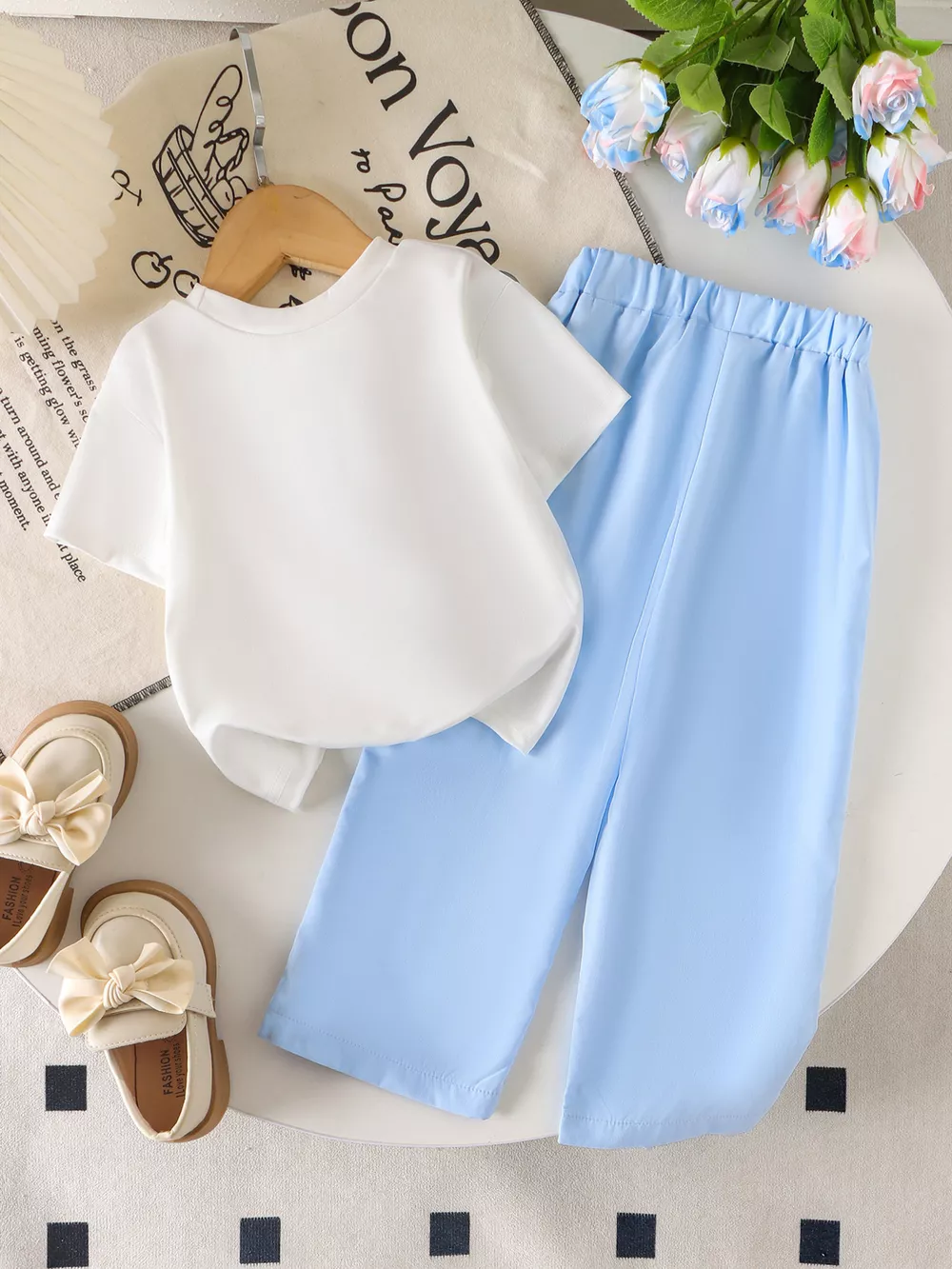 Children's Bow Round Neck Top and Pants Set, image 7
