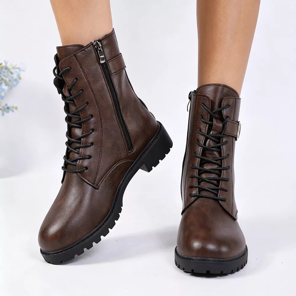 Round Toe Lace Up Boots, image 3