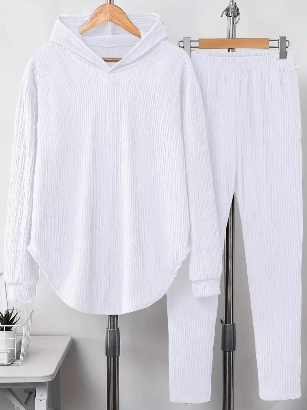 Textured Long Sleeve Hoodie and Pants Set, image 10
